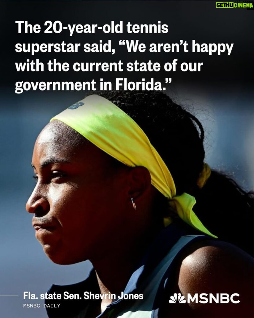 Joy Reid Instagram - Well done, @rondesantis … . Repost from @msnbc • “Coco Gauff, the reigning U.S. Open champion who’s considered a favorite at the French Open tournament that begins this weekend, told The Associated Press in an interview that right now is ‘a crazy time to be a Floridian, especially a Black one at that,’” writes Florida state Sen. Shevrin Jones. “As a state senator who represents Miami Gardens, Florida’s largest majority-Black city, I applaud Gauff for standing up and speaking out against the state’s open hostility toward Black Americans.” “[Gov. Ron] DeSantis needs to own the fact that he’s the reason why prominent athletes, companies, civil rights organizations, current residents and visitors alike are declaring our state as unsafe and hostile to millions of Americans,” Jones writes. “Over the last five years, he and the Legislature he controls have led an aggressive assault on civil liberties and rights — putting Black Americans, the LGBTQ community, immigrants and women in the crosshairs.” Click the link in bio to read more.