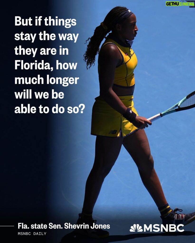 Joy Reid Instagram - Well done, @rondesantis … . Repost from @msnbc • “Coco Gauff, the reigning U.S. Open champion who’s considered a favorite at the French Open tournament that begins this weekend, told The Associated Press in an interview that right now is ‘a crazy time to be a Floridian, especially a Black one at that,’” writes Florida state Sen. Shevrin Jones. “As a state senator who represents Miami Gardens, Florida’s largest majority-Black city, I applaud Gauff for standing up and speaking out against the state’s open hostility toward Black Americans.” “[Gov. Ron] DeSantis needs to own the fact that he’s the reason why prominent athletes, companies, civil rights organizations, current residents and visitors alike are declaring our state as unsafe and hostile to millions of Americans,” Jones writes. “Over the last five years, he and the Legislature he controls have led an aggressive assault on civil liberties and rights — putting Black Americans, the LGBTQ community, immigrants and women in the crosshairs.” Click the link in bio to read more.