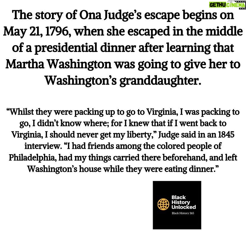 Joy Reid Instagram - What an irony that upon emancipation so many freedmen choose the name Washington for themselves. So many that between then and the descendants of the Washington’s slaves, something like 90 percent of Americans named Washington are Black. . Repost from @blackhistoryunlocked • The story of Ona Judge’s escape begins on May 21, 1796, when she escaped in the middle of a presidential dinner after learning that Martha Washington was going to give her to Washington’s granddaughter. Sources: National Park Service, blackpast.org, All That’s Interesting & New York Historical Society