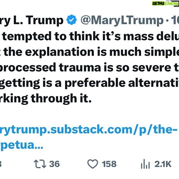 Joy Reid Instagram - @mary.l.trump on the mass trauma her uncle Donald, through his incompetent handling of the #covid pandemic and the cynicism of his #maga movement have exploited and weaponized in pursuit of permanent power.