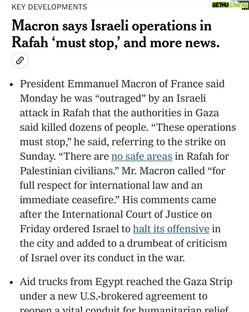 Joy Reid Instagram - Post includes stories from @nytimes @reuters and @thenationalnews.com - international outrage is growing after a designated safe zone in #rafah was hit with Israeli missile strikes overnight.