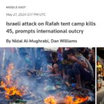 Joy Reid Instagram – Post includes stories from @nytimes  @reuters and @thenationalnews.com – international outrage is growing after a designated safe zone in #rafah was hit with Israeli missile strikes overnight.