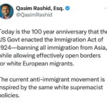 Joy Reid Instagram – The more things change, the more they stay the same…
.
Repost from @qasimrashid
•
100 years ago today the U.S. Govt banned all Asian immigration. This pro eugenics law would stay on the books for 41 years until Black civil rights leaders helped pass the Immigration and Nationality Act of 1965. That passage is what allowed my family to immigrate just a decade later. 

Make no mistake. Allowing anti immigrant racists to be successful again today will set our nation back generations. We cannot allow that to happen. #justice #immigration