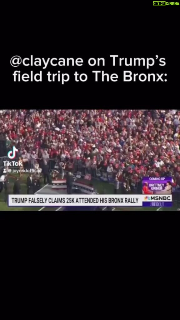 Joy Reid Instagram - Many thanks to @claycane for making it plain on @thereidout … Trump in the Bronx was a silly sideshow, and offensive too.