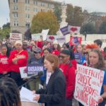 Julianne Moore Instagram - I spent the morning with hundreds of @momsdemand volunteers and other gun safety advocates to tell the Supreme Court to #protectsurvivors and disarm domestic violence. Hearing these stories was heartbreaking- it is absolutely urgent that abusers subject to domestic violence orders NOT have a constitutional right to possess a gun. Listen to us #SCOTUS ! @everytown @studentsdemand