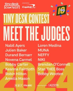 Julien Baker Instagram - excited to be a judge for @nprmusic’s 10th annual tiny desk contest alongside so many cool folks, including a few pals! you can submit your song until feb 21st at: npr.org/tinydeskcontest

#tinydeskcontest #nprmusic #npr #tinydesk