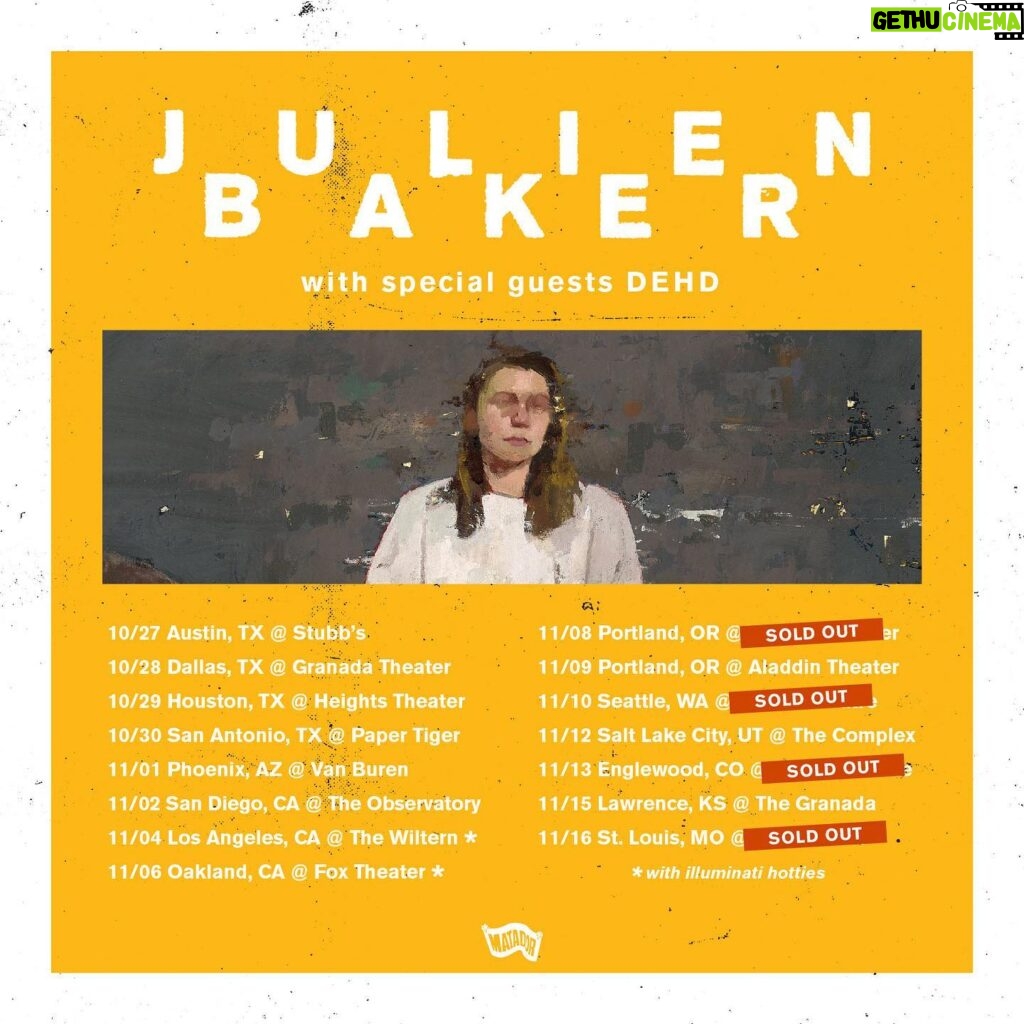 Julien Baker Instagram - closing in on the last half of this leg of the tour and excited to have @illuminati.hotties on these next two shows in la tomorrow and oakland saturday!