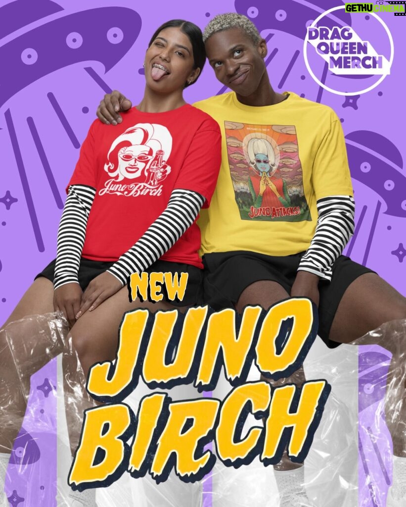 Juno Birch Instagram - New @junobirch has landed 😍🛸 (yes that’s happening) available now on @dragqueenmerch 🛍️✨ . Art by @marcbeggar 🖼️