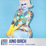 Juno Birch Instagram - Drag con I’m coming back, yes that’s happening! See you soon London, rupaul get ready for a big kiss from your favourite blue alien 😉 I will be selling my artwork and brand new t shirts prints pins totes and more at the juno booth! 👽❤️