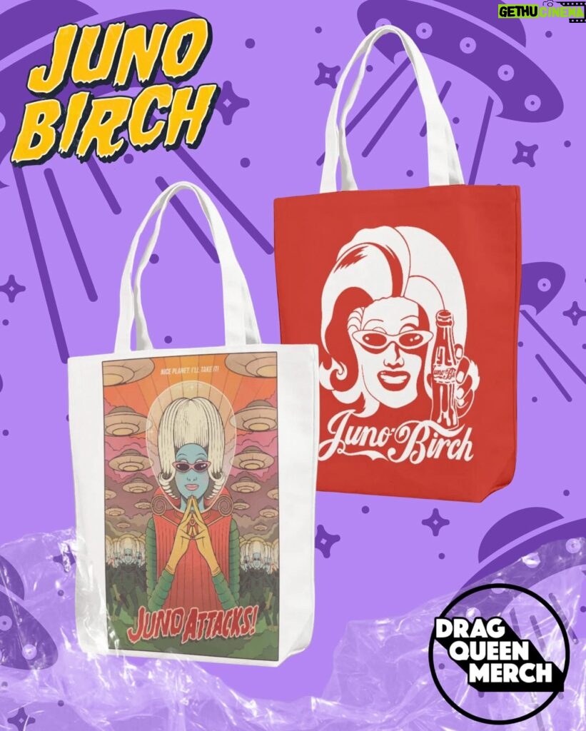 Juno Birch Instagram - New @junobirch has landed 😍🛸 (yes that’s happening) available now on @dragqueenmerch 🛍️✨ . Art by @marcbeggar 🖼️