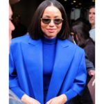 Jurnee Smollett Instagram - 💙Royal Blue for Lou. 💙 📸 @artbyalyx Styling @mandelkorn Hair @nikkinelms Makeup @hungvanngo Fit, Shoes @alexandrevauthier Glasses @vogueeyewear Bag @byfar_official Jewelry @_katkim @walters_faith @effyjewelry @rachelkatzjewelry