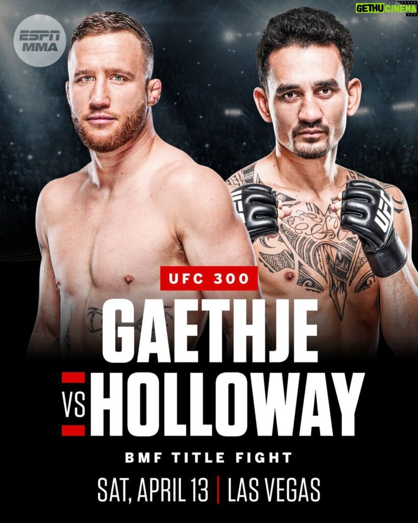 Justin Gaethje Instagram - Justin Gaethje will face Max Holloway for the BMF Title in a five-round lightweight bout at #UFC300, Dana White announced.