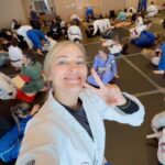 Justine Ezarik Instagram – Little break from tech 😂 I had the absolute best time this weekend with over 250 other women at the @alchemizefightwear jiu jitsu camp in San Diego! It was so fun to have this many ladies to train with and we all got a chance to learn from some of the best in the game! 

Thanks to @maya.nazareth and her awesome Alchemize team for coordinating   @raquelpaaluhi @kbjiujitsu @paige.ivette and @amandabruse.bjj for their incredible seminars. 

I was pretty terrified before getting there because I didn’t know anyone else going but it turns out almost 80% of the women there came alone! We all left with new friends and training partners across the US!

If you’ve ever wanted to try a martial arts and you’ve been too scared.. great, that’s the first step 😂 Now get on Google to find some local gyms, try out a few and find one that fits your vibe. Give it at least 6 months because it takes awhile to figure things out and ngl.. those first few months kinda suck lol. 

Hope to see some of you try it out!! And if you think you’re too old / out of shape / whatever other excuse you’ve got.. you’re not.. I promise 🤗
