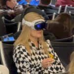 Justine Ezarik Instagram – Spotted in the wild for the first time traveling with Vision Pro 🥹🥹🥹