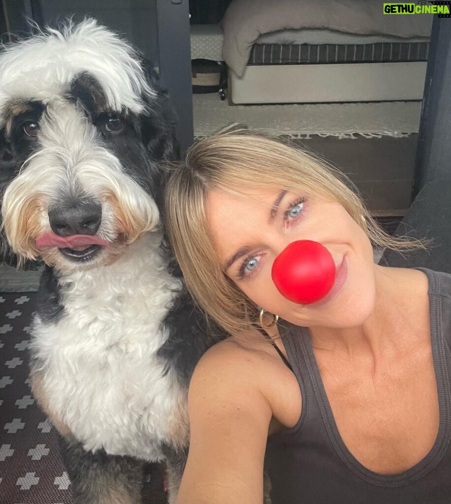 Kaitlin Olson Instagram - Simon and I are standing with @ComicReliefUS for #rednoseday in their mission to end child poverty. I mean…I am. He just wants to eat the nose. He is convinced it tastes good. I have been adamant that it does not. He is not simply not buying it. Grab your own red nose, have a similar debate with your dog, and donate to rednoseday.org ♥️♥️