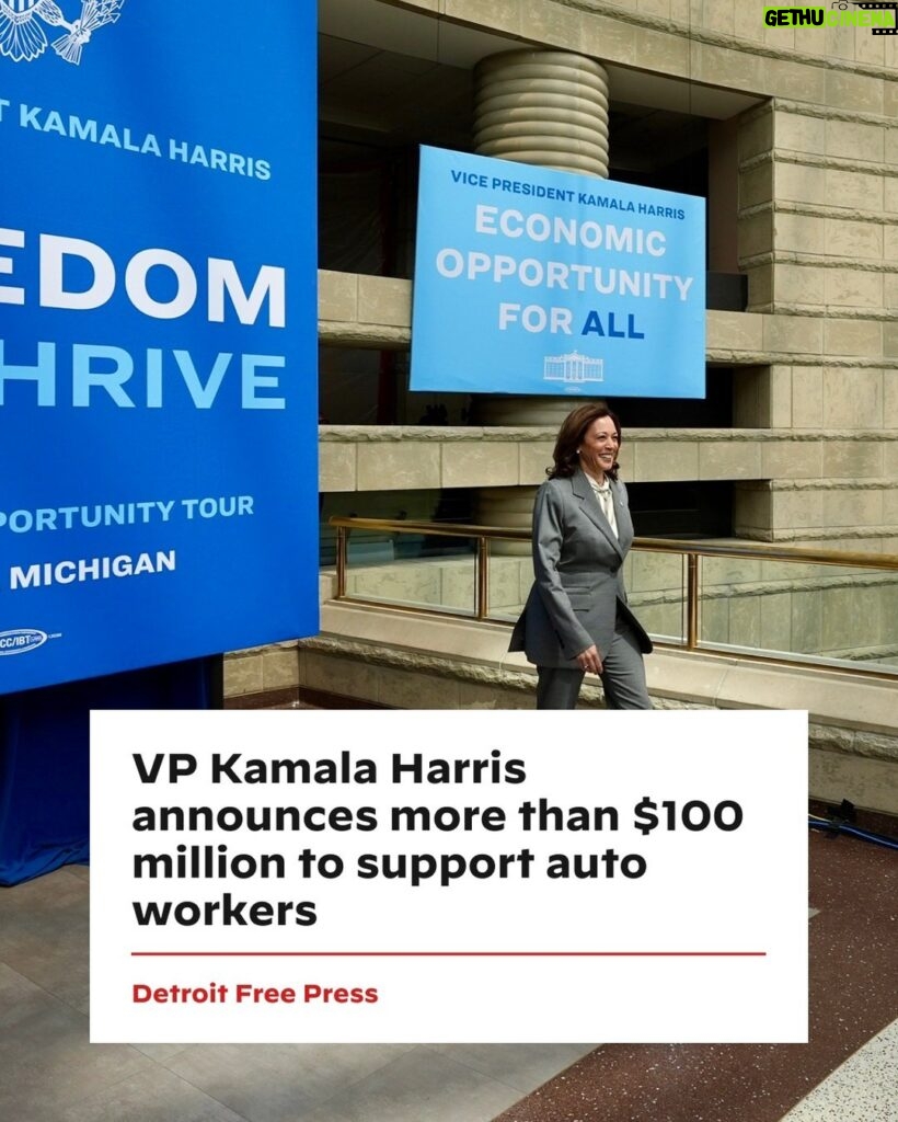 Kamala Harris Instagram - The American economy is strong when America’s supply chains are strong. In Detroit, I announced that we are investing $100 million in small and medium-sized auto supply companies, which will help to keep our auto supply chains here in America.