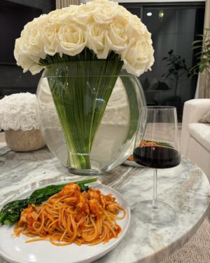 Kamie Crawford Instagram - To be loved is to be seen - and to be fed pasta 🌹🍝🦞🍷
