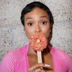 Karrueche Tran Instagram - Dropped in and made a donut with @holeygraildonuts 🍩 A throwback to one of my favorite childhood treats - the Strawberry Shortcake ice cream bar 🍓We’re raising funds for @safeprojectus with each “Strawberry Shortcake” purchase, available until May 23rd! Make sure to stop by and get a fresh & hot, made to order delicious donut! Love ya’s 💞 #holeygrail #breakingbread