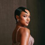 Karrueche Tran Instagram - GOLDPARTY 🪩 @gracebalsamomakeup @yuichi_ishida_hair @bryonjavar Dress: @georgeshobeika Jewelry: @a.jaffe @brosway Shoes: @maisonernest 📸 @tyrenredd