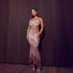 Karrueche Tran Instagram - GOLDPARTY 🪩 @gracebalsamomakeup @yuichi_ishida_hair @bryonjavar Dress: @georgeshobeika Jewelry: @a.jaffe @brosway Shoes: @maisonernest 📸 @tyrenredd