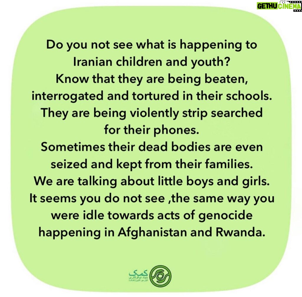 Katayoun Riahi Instagram - The only thing necessary for the triumph of evil is for good men to do nothing. “Edmund Burke” The world is watching, so get to work! *برای اسلاید فارسی لطفا ورق بزنید* ‎"تنها لازمه پیروزی اهریمن این است که انسان های خوب اقدامی نکنند!" ‎“ادموند برک” ‎جهان شما را نظاره می‌کند، پس دست به کار شوید. ‎بنیاد نیکوکاری کیشِ مهرِ کتایون 'کمک' @katayounriahiofficial7 #iran #vatan #azadi #zanzendegiazadi #womanlifefreedom #iranweseeyou #opiran #helpiran #charityforchildren #unicef #unicefiran #un