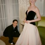 Kate Bosworth Instagram - On film! #bts @vanityfair 🎀 Thank you @samanthamcmillen_stylist @moniquelhuillier for this beautiful dress 💞 (& my dream date @justinlong for so sweetly making sure it looked perfect for me :) @danadelaney @charlottetilbury for nailing the less-is-more assignment 🙏🏻 @bridgetbragerhair @jennaleeartistry you girls are my heroes!!! I would have been lost without you 🫶🏻 @ashlie_johnson 💅🏻 the most important manicure to date 😘 📸 @logansrice
