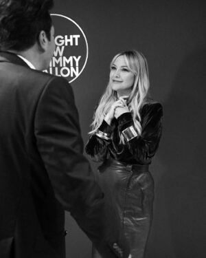 Kate Hudson Instagram - I must do a @jimmyfallon appreciation post. You see, we met when I was 20 years old and we were just starting out our careers. Jimmy was on SNL and we met on that little thing called Almost Famous. I loved Jimmy from the second we met and we spent a ton of time laughing, playing, dancing and listening to a ton of music. To play on his show @fallontonight the other night was one of the great full circle moments. I felt like I was 20 again and the only thing missing was me Jimmy and Horatio going to the subway bar we used to go to after the show. I felt like my whole body was smiling this night. Thanks for the support Jimmy. ‘‘Twas a Glorious time! I love you tons! 🤍✌️