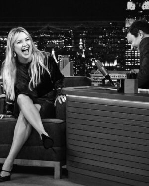 Kate Hudson Instagram - I must do a @jimmyfallon appreciation post. You see, we met when I was 20 years old and we were just starting out our careers. Jimmy was on SNL and we met on that little thing called Almost Famous. I loved Jimmy from the second we met and we spent a ton of time laughing, playing, dancing and listening to a ton of music. To play on his show @fallontonight the other night was one of the great full circle moments. I felt like I was 20 again and the only thing missing was me Jimmy and Horatio going to the subway bar we used to go to after the show. I felt like my whole body was smiling this night. Thanks for the support Jimmy. ‘‘Twas a Glorious time! I love you tons! 🤍✌️