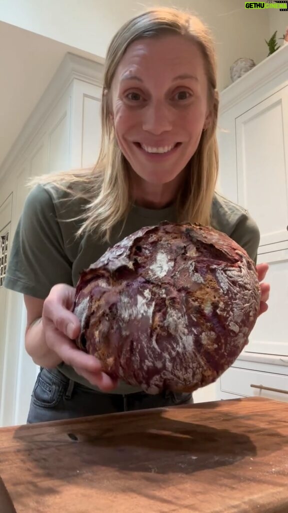 Katee Sackhoff Instagram - She’s a heavy loaf 😂🤷🏼‍♀️ Paul Hollywood would not approve 😂😂😂🤪 But she tastes good. 🫐🍋 My flavors are pretty good though 🎉