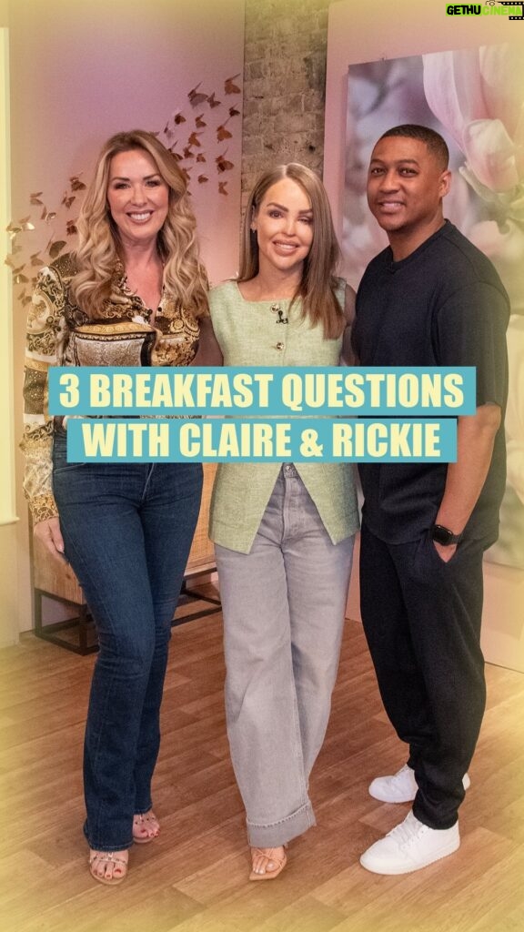 Katie Piper Instagram - How do you like your eggs in the morning? 🍳 We like ours with todays guests @claire.sweeney & @rickiehw 😍 See you at 8:25am on @ITV for todays episode of @katiepipersbreafastshow ✨ What’s your ride or die breakfast? 👀