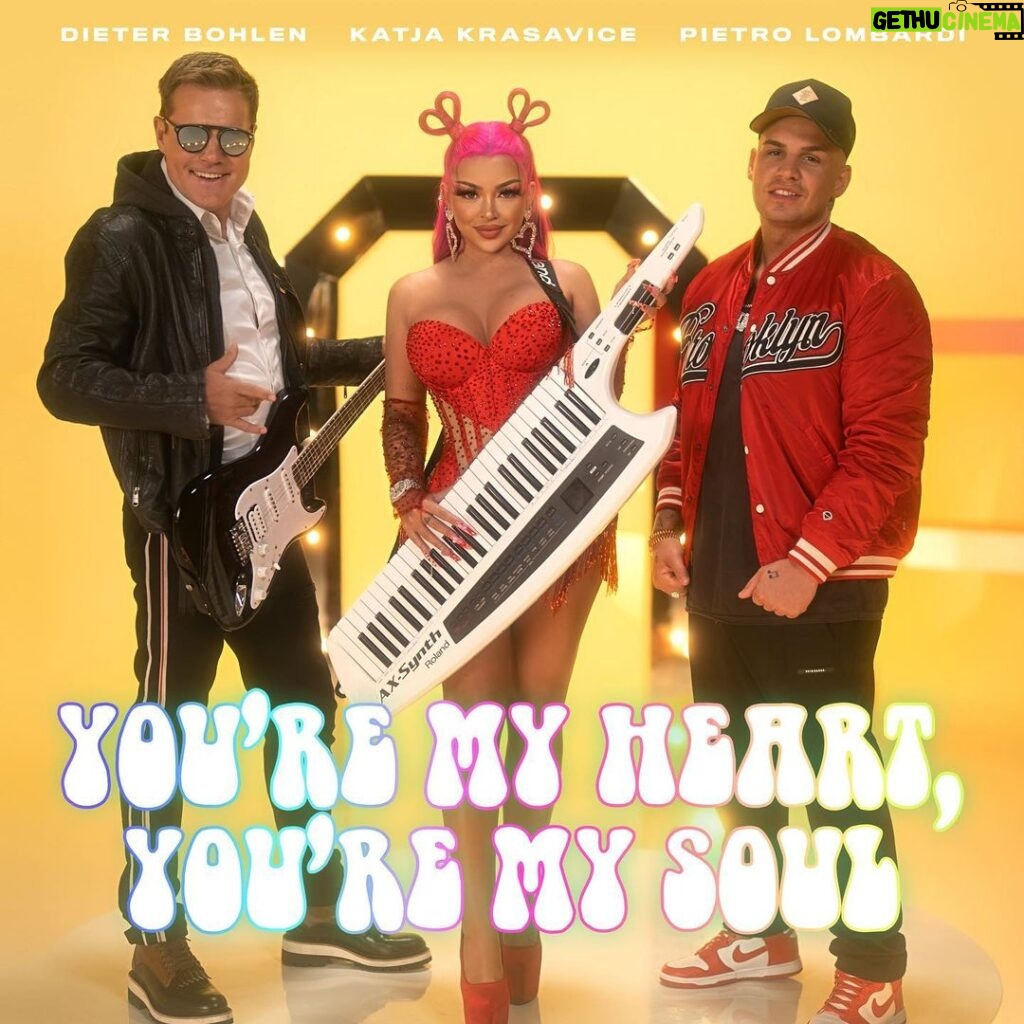 Katja Krasavice Instagram - @katjakrasavice x @dieterbohlen x @pietrolombardi - YOU’RE MY HEART YOU’RE MY SOUL 💘➡️ 5.5. 23:59 ⬅️💘 Danke für mehrere Millionen Klicks nach einem Tag auf die Hörprobe und die unglaubliche Resonanz 🫣🫶🏽 Macht weiter Tiktoks zum Sound wir Posten und Duetten die besten 🔥