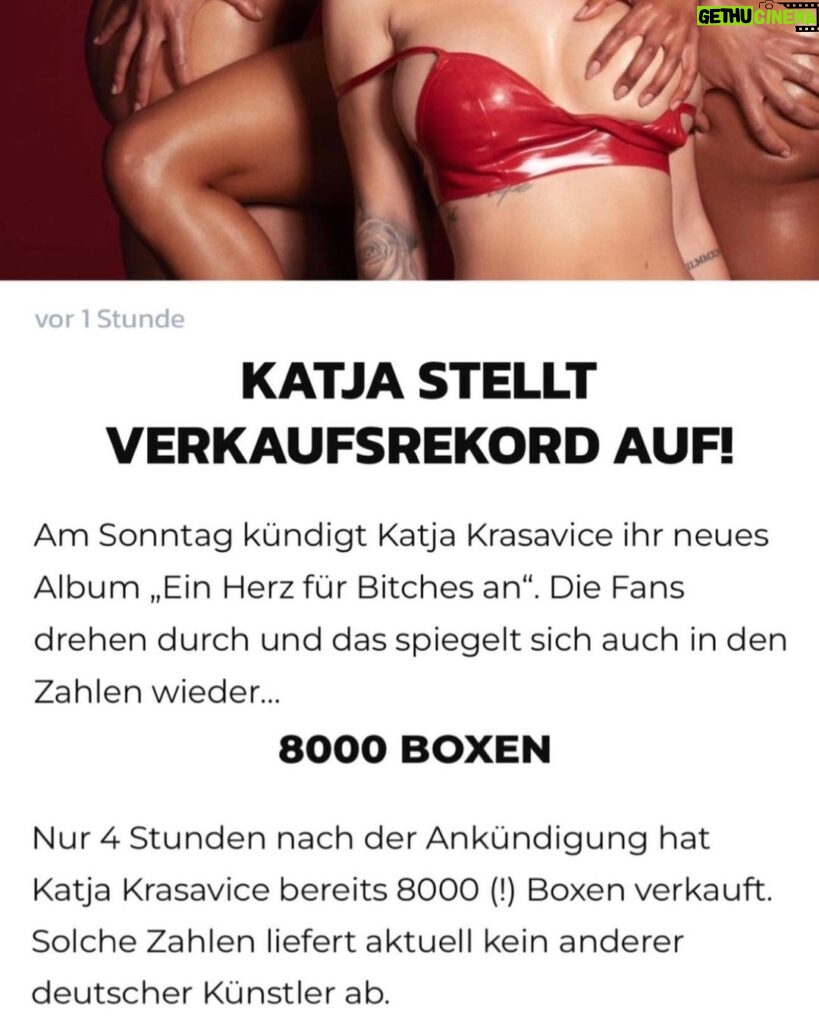 Katja Krasavice Instagram - EIN ❤️ FÜR BITCHES ❤️‍🔥👩🏼‍❤️‍👩🏼 UNGLAUBLICH was in den ersten 48 Stunden passiert ist!!! Wir haben alle meine 3 vorherigen Alben getoppt 🫣 8.000 EIN ❤️ FÜR BITCHES BOXEN IN DEN ERSTEN 4H SCHON VORBESTELLT! ❤️‍🔥 Ich kann's kaum abwarten wie ihr ausrasten werdet wenn ihr die Box seht!!! 😍 Sichert euch eure streng Limitiere Box - nur solange der Vorrat reicht 🫶🏻