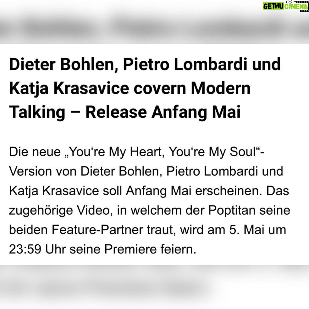 Katja Krasavice Instagram - @katjakrasavice x @dieterbohlen x @pietrolombardi - YOU’RE MY HEART YOU’RE MY SOUL 💘➡️ 5.5. 23:59 ⬅️💘 Danke für mehrere Millionen Klicks nach einem Tag auf die Hörprobe und die unglaubliche Resonanz 🫣🫶🏽 Macht weiter Tiktoks zum Sound wir Posten und Duetten die besten 🔥