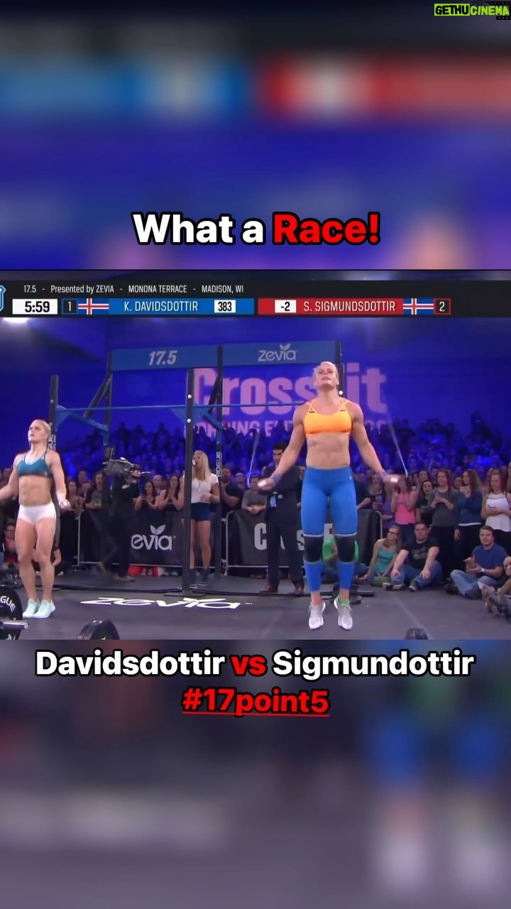Katrin Tanja Davidsdottir Instagram - What a race between two Dottirs! 🇮🇸 In an live Open announcement rematch, @katrintanja and @sarasigmunds flew through reps of 65-lb thrusters and double-unders in Open Workout #17point1. Although Davidsdottir led through most of the 10 rounds, Sigmundsdottir came back in the final one, forcing Davidsdottir to push the pace. The 2024 CrossFit Open starts Feb. 29! Sign up today. Link in bio. #CrossFit #CrossFitOpen #Fitness #Sports