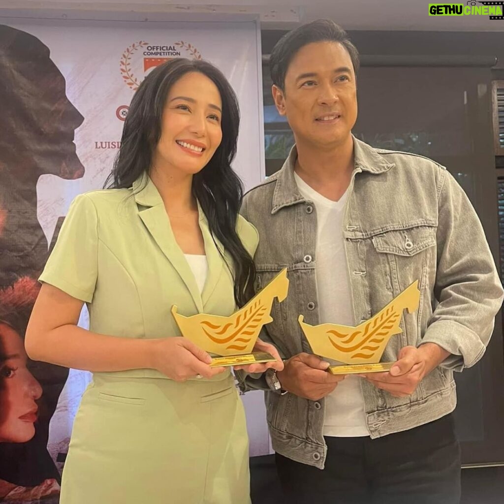 Katrina Halili Instagram - Thank you Emirates film festival ❤️🙏 #bestsupportingactress #bestactor #abenidamovie #bgproductioninternational Make up by @mamadodong Hair by @ml_salon_and_spa @dripinstituteph 🤍