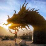 Katrina Law Instagram – MOTHER OF DRAGONS – Katrina Law poses with a dragon in the desert…the setting sun a fiery pearl of light in its mouth. Timing is everything. HAPPY YEAR OF THE DRAGON TO EVERYONE!!!