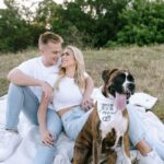 Kelsey Owens Instagram - Future Mr. & Mrs. Strong 🤍 I always pictured my engagement photos all done up and somewhere fancy, but last minute we landed on a field with our dog, champagne, & some pizza☺️ It could not be more us! Photography: @tiffanymaysonetphoto HMUA: @kissandmakeupbysteph