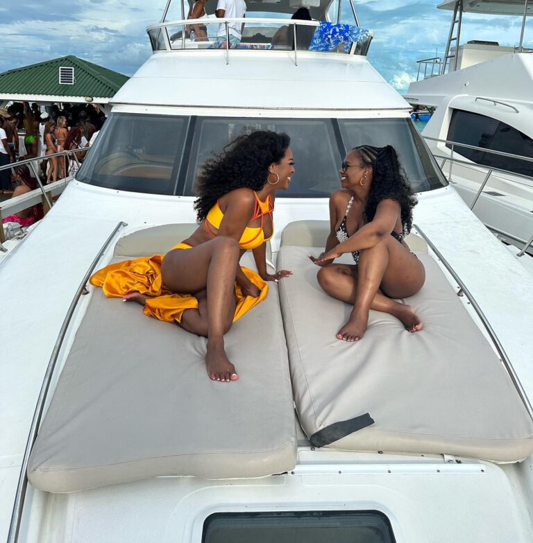 Kenya Moore Instagram - The things we talked about on this yacht! @kandi and @todd167 thank you for an amazing trip. Whew the bar has been raised! #kandtwerksnturks #thechocolates Swim and coverup @bfyne