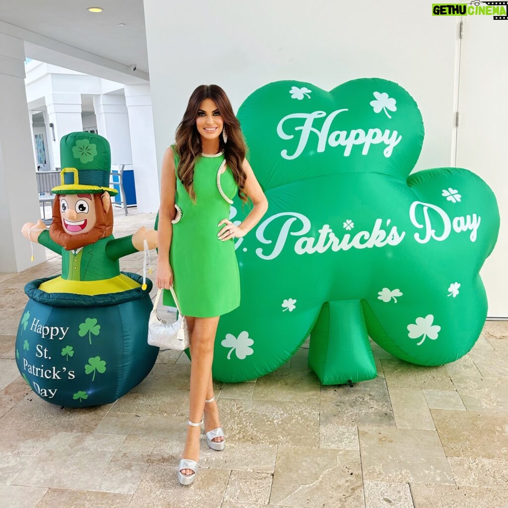 Kimberly Guilfoyle Instagram - Celebrating my Irish/Puerto Rican heritage on this Saint Patrick’s Day 2024, American style! Wearing green, spreading joy and honoring tradition. 🇺🇸☘️ @AdmiralsCoveLife #SaintPatricksDay#AdmiralsCove #Slainte Dress @Simkhai Heels @Prada Purse @Prada Earrings @CameronPatrickNeth