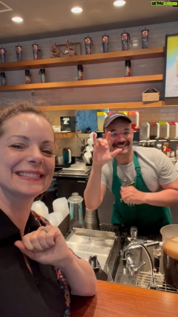 Kimberly Williams-Paisley Instagram - I visited the @starbuckssigningstore in #DC this week and I highly recommend! The baristas were very nice and welcoming. We got to practice and learn some ASL and they also offer a tablet if customers need to write something down. Check it out if you are in the area! #hstreetdc #asl #signingstarbucks #starbuckssigningstore #coffee 💚☕️