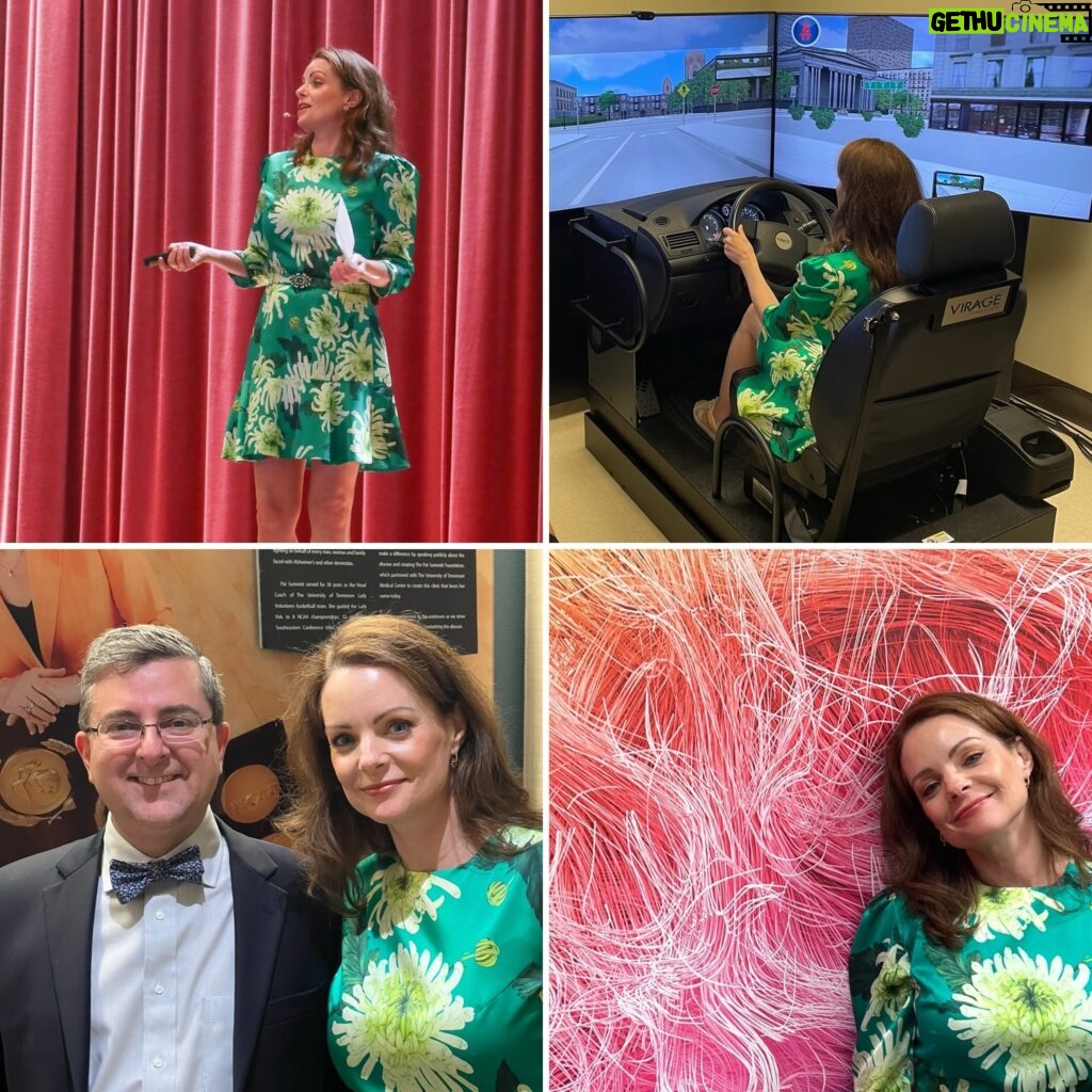 Kimberly Williams-Paisley Instagram - This week I got to address the 5th Annual Symposium on Alzheimer’s and Dementia in Knoxville, TN, as well as tour the incredible @patsummitt clinic headed up by Dr. Roberto Fernandez-Romero. I wish we’d been able to come to this place when my mother was sick. They’ve thought of so many details for patients and their caregivers. The entire design of the building, from the carpet to the lighting, is thoughtful and calming. There is a driving simulator to help assess the right time for a patient to stop driving. The research they are doing is innovative and exciting. What a great way to honor Pat’s life. I left feeling really hopeful. Thank you for having me, Dr. Fernandez! 🧡🧡 #endalz