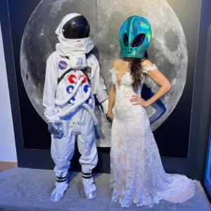 Kimiko Glenn Instagram - celebrated my lil tater tot & fellow leprechaun dong: haley muffy mae & her marriage to barrett buck bugle(?? still workshopping) this past weekend. i love my bay baes & this astronomically 👩🏻‍🚀 clever tax write-off/space-themed 🛸 wedding at @chabotspace center ☄️to haley & barrett forever & to your future 👶🏻 who is currently unnamed but also has about a billion names at this point. i love you, to infinity & beyond!!!!!! 🚀💫
