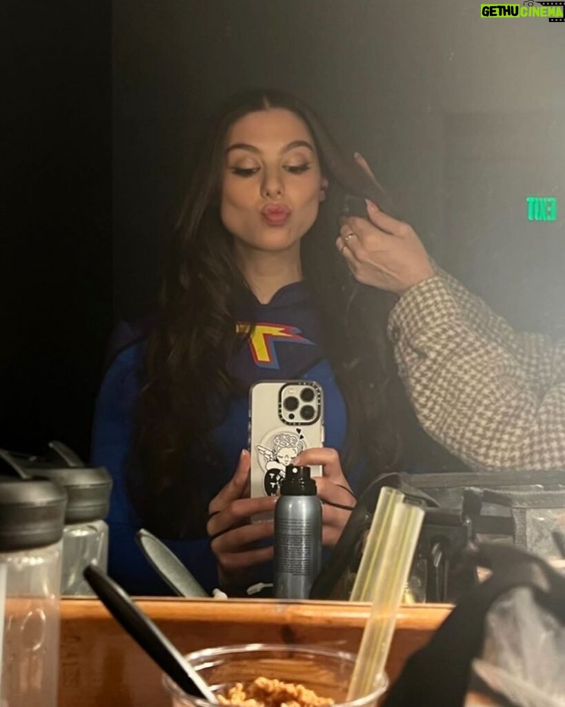 Kira Kosarin Instagram - one year ago, filming Thundermans Return 💙⚡️ 1) touchups 2) freezing on set (ft my amazing stunt dbl) 3) reunion! 4) first time back in the suit 5) walking to table read 6) first shot up in the mayhem cafe 7) my spot 8) the treeeee force