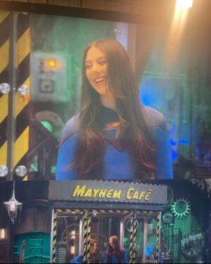 Kira Kosarin Instagram - one year ago, filming Thundermans Return 💙⚡️

1) touchups
2) freezing on set (ft my amazing stunt dbl)
3) reunion!
4) first time back in the suit
5) walking to table read
6) first shot up in the mayhem cafe
7) my spot
8) the treeeee force