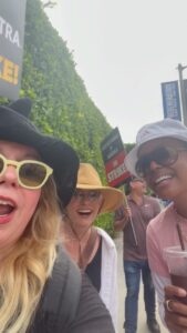 Kirsten Vangsness Instagram - Out in these streets with @pagetpagetgram & @aishatyler proof of their non stop glamour and my non stop glasses sliding down my face. Paget’s little face at the end JOYS me #sagaftrastrike #sagaftrastong