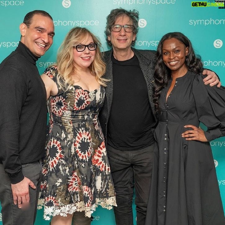 Kirsten Vangsness Instagram - Folks sitting together with art makes space inside to go deep and creative, hard to be contracted when you are all together reading and listening and stretching your wonder muscles. What a joy to share a stage with my darling friends @neilhimself @yetide & @javiermofficial - they were so compelling to listen to @selected_shorts @symphonyspace for the #raybradbury evening- then after it all I got to see a whole gaggle of pals including @debbiemillman (how lucky am I that my doppelgänger is a smoke show?!? ) People who are into reading short stories out loud to other people are my people. Photo Credit: Kevin Yatarola