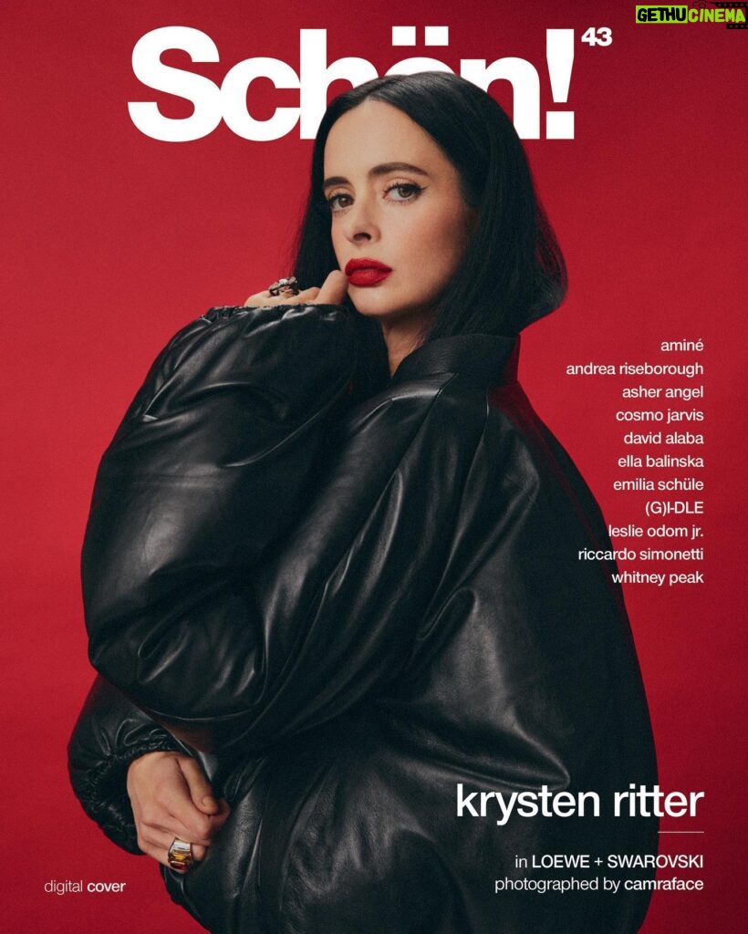 Krysten Ritter Instagram - ❤️🖤 Sick new cover for @schonmagazine ! —————————————————————photography 📸@camraface @earlymorningriot creative direction. @jennywilliams_creative fashion. @christianstroble talent. @therealkrystenritter casting. @alabamablonde @striketheblonde_casting hair. @terezkafras make up. @alexandraafrench production. Gabriella Erberth. @omaproductions videography. @fastnoa lighting tech. @ramgibson retouch. @phatdance @escapehatchstudio photography assistant. @matija.milly fashion assistant. @kassidytaylorxx location. @dfla_studio words. @kelseyjbarnes #schonmagazine #allaboutwanderlust