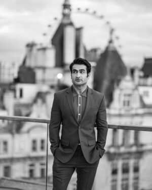 Kumail Nanjiani Instagram - Me. London. 

Styling: @jeanneyangstyle @chloekeiko 
Grooming: @jennierobertshair
Suit: @grayscaleic 
Shirt: @toddsnyderny 
Shoes: @wolfandshepherd
Pics by @misanharriman