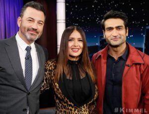 Kumail Nanjiani Instagram - I got to do @jimmykimmellive with the amazing @salmahayek. We played a game! It’s on tonight on @abc!