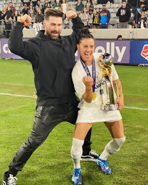Kyle Krieger Instagram - Well going from being blindsided by the most heart-breaking news possible days before your retirement game — to leading Gotham FC through the playoffs to your first NWSL Championship victory?!?! It is really the most badass thing imaginable. I am constantly in awe of your perseverance, class and strength. Truly a surreal amount of focus to sustain your mental/physical health with 2 little ones, dad in hospice, and while playing and training in your last season. I’ve been rooting for you our whole lives and will continue to do so until the end. The whole WoSo community is behind you. They love you & I love you, @alikrieger! Soak it all in. Congratulations on your game-changing career. You left it better than you found it, and we are all so lucky to have witnessed it.